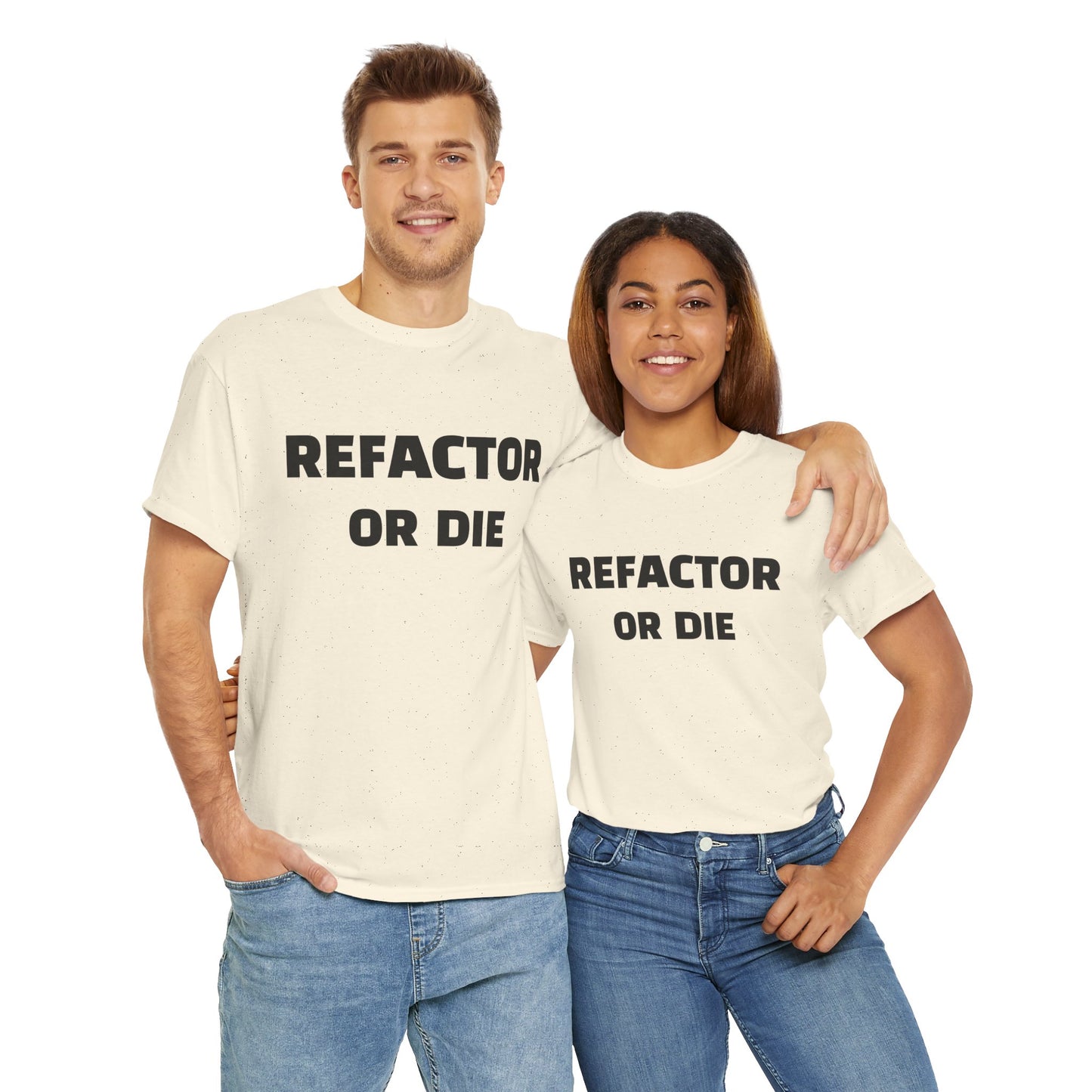 Refactor or Die Unisex Heavy Cotton Tee | Programmer Gift, Tech Enthusiast Apparel, Geek Humor Shirt, Coding T-Shirt, Funny Gift Idea