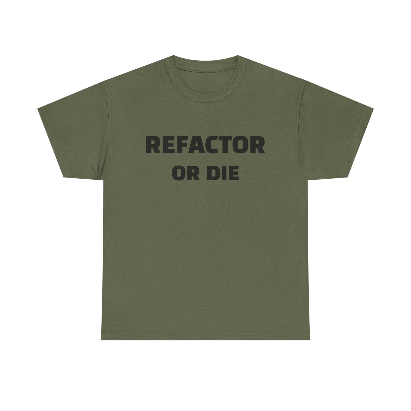 Refactor or Die Unisex Heavy Cotton Tee | Programmer Gift, Tech Enthusiast Apparel, Geek Humor Shirt, Coding T-Shirt, Funny Gift Idea