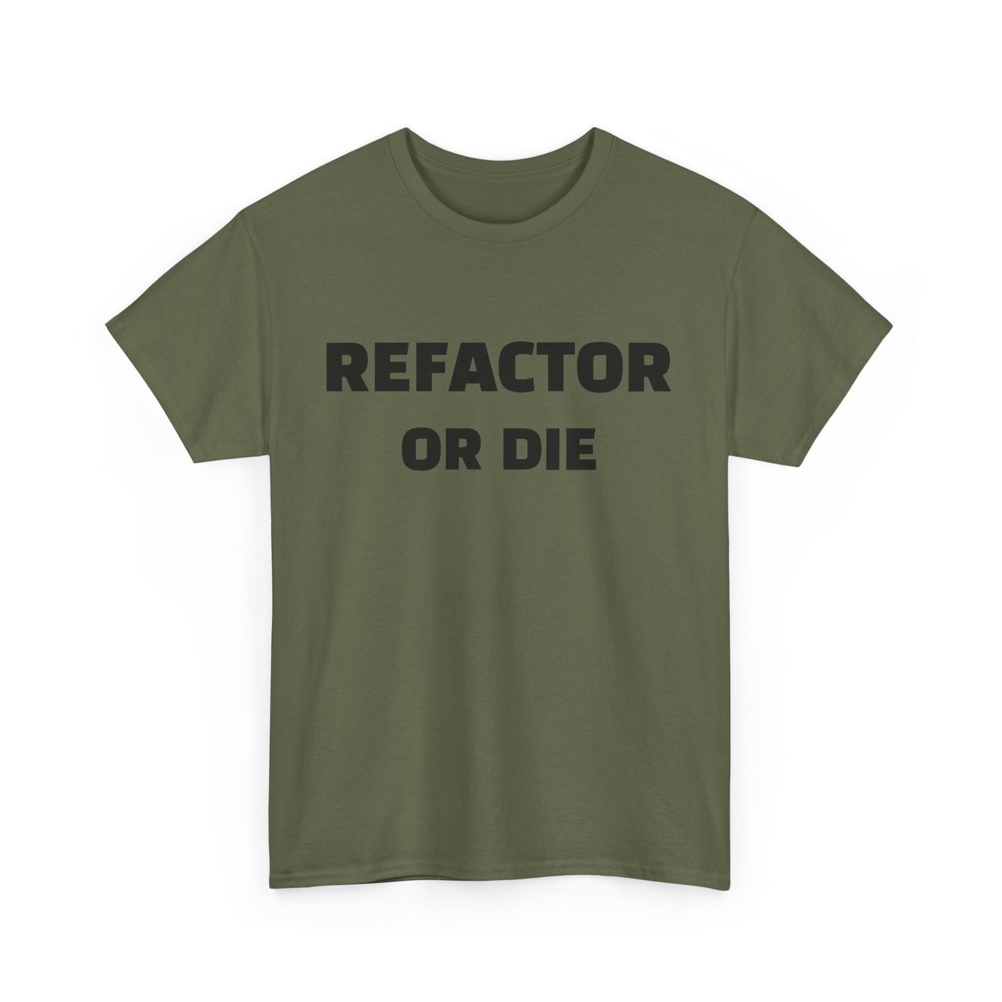 Refactor or Die Unisex Heavy Cotton Tee | Programmer Gift, Tech Enthusiast Apparel, Geek Humor Shirt, Coding T-Shirt, Funny Gift Idea