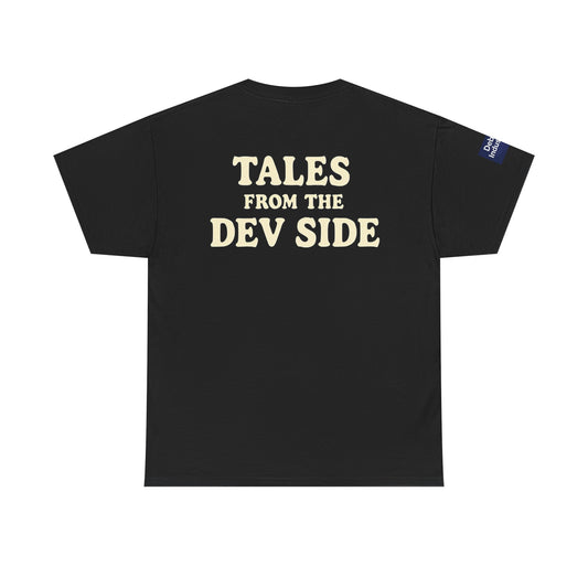 Geeky Unisex Heavy Cotton Tee - "Tales from the Dev Side" Graphic Tee, Developer Gift, Programmer Shirt, Tech Humor Tee, Coding Apparel