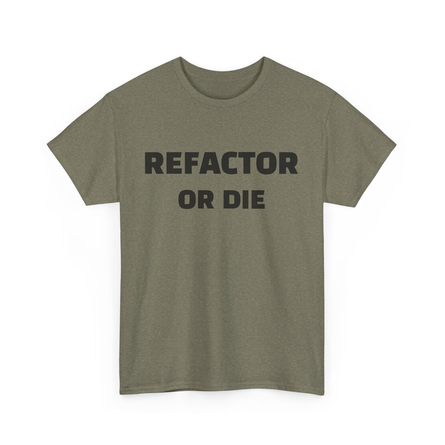Refactor or Die Unisex Heavy Cotton Tee | Programmer Gift, Tech Enthusiast Apparel, Geek Humor Shirt, Coding T-Shirt, Funny Gift Idea