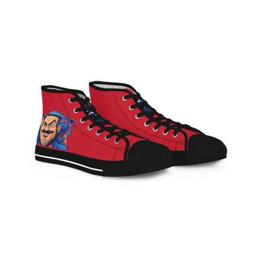Stylish High Top Sneakers for Fun and Casual Wear, Unique Gift for Him, Trendy Athletic Shoes, Vibrant Red Color, Perfect for Every Occasion