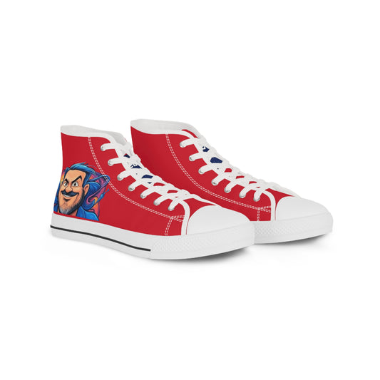 Stylish High Top Sneakers for Fun and Casual Wear, Unique Gift for Him, Trendy Athletic Shoes, Vibrant Red Color, Perfect for Every Occasion